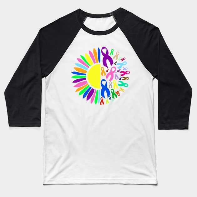 Awareness Ribbon Flower Baseball T-Shirt by CaitlynConnor